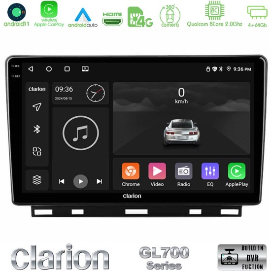 Clarion GL700 Series 8Core Android13 4+64GB Renault Clio 5 2020-2025 Navigation Multimedia Tablet 9" Με Carplay & Android Auto Clarion GL700 Series 8Core Android13 4+64GB Renault Clio 5 2020-2025 Navigation Multimedia Tablet 9" Με Carplay & Android Auto