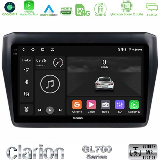 Clarion GL700 Series 8Core Android13 4+64GB Suzuki Swift 2017-2023 Navigation Multimedia Tablet 9" Με Carplay & Android Auto Clarion GL700 Series 8Core Android13 4+64GB Suzuki Swift 2017-2023 Navigation Multimedia Tablet 9" Με Carplay & Android Auto