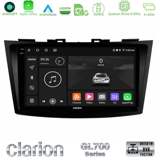 Clarion GL700 Series 8Core Android13 4+64GB Suzuki Swift 2011-2016 Navigation Multimedia Tablet 9" Με Carplay & Android Auto Clarion GL700 Series 8Core Android13 4+64GB Suzuki Swift 2011-2016 Navigation Multimedia Tablet 9" Με Carplay & Android Auto