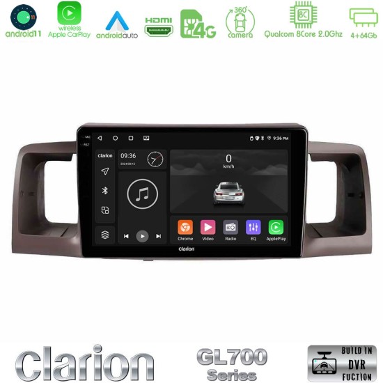 Clarion GL700 Series 8Core Android13 4+64GB Toyota Corolla 2002-2006 Navigation Multimedia Tablet 9" Με Carplay & Android Auto