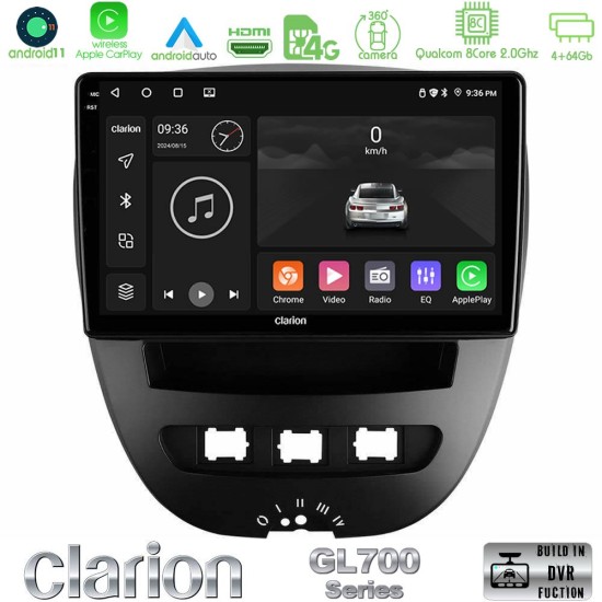 Clarion GL700 Series 8Core Android13 4+64GB Toyota Aygo/Citroen C1/Peugeot 107 Navigation Multimedia Tablet 10" Με Carplay & Android Auto