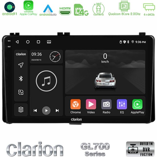 Clarion GL700 Series 8Core Android13 4+64GB Toyota Corolla/Auris 2017-2019  Navigation Multimedia Tablet 9" Με Carplay & Android Auto