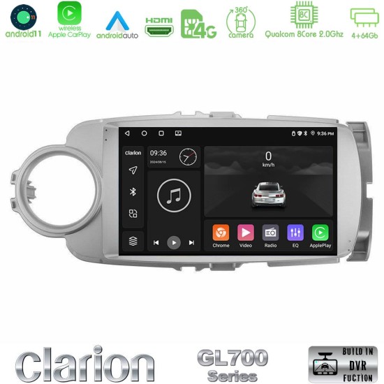 Clarion GL700 Series 8Core Android13 4+64GB Toyota Yaris Navigation Multimedia Tablet 9" Με Carplay & Android Auto Clarion GL700 Series 8Core Android13 4+64GB Toyota Yaris Navigation Multimedia Tablet 9" Με Carplay & Android Auto