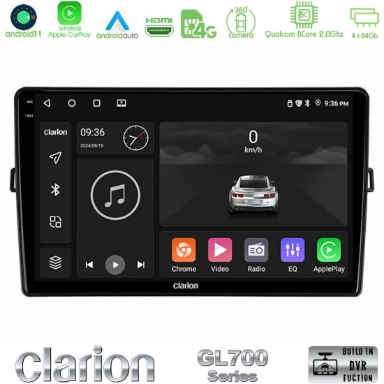 Clarion GL700 Series 8Core Android13 4+64GB Toyota Auris Navigation Multimedia Tablet 10" Με Carplay & Android Auto Clarion GL700 Series 8Core Android13 4+64GB Toyota Auris Navigation Multimedia Tablet 10" Με Carplay & Android Auto