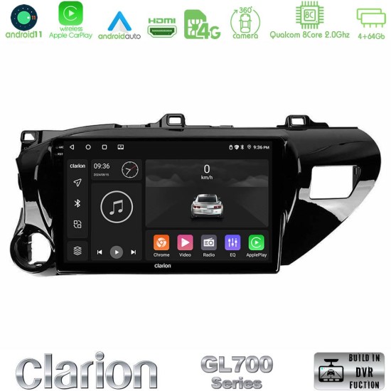 Clarion GL700 Series 8Core Android13 4+64GB Toyota Hilux 2017-2024 Navigation Multimedia Tablet 10" Με Carplay & Android Auto Clarion GL700 Series 8Core Android13 4+64GB Toyota Hilux 2017-2024 Navigation Multimedia Tablet 10" Με Carplay & Android Auto