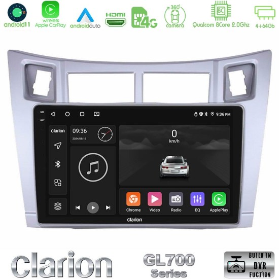 Clarion GL700 Series 8Core Android13 4+64GB Toyota Yaris Navigation Multimedia Tablet 9" (Ασημί Χρώμα) Με Carplay & Android Auto Clarion GL700 Series 8Core Android13 4+64GB Toyota Yaris Navigation Multimedia Tablet 9" (Ασημί Χρώμα) Με Carplay & Android Auto