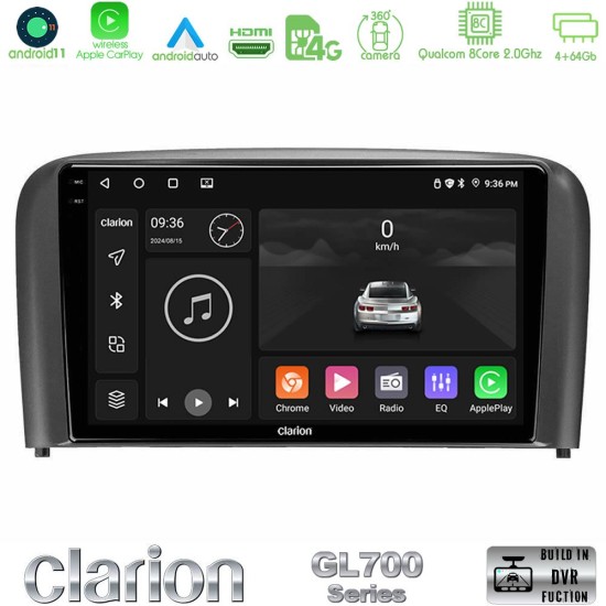 Clarion GL700 Series 8Core Android13 4+64GB Volvo S80 1998-2006 Navigation Multimedia Tablet 9" Με Carplay & Android Auto Clarion GL700 Series 8Core Android13 4+64GB Volvo S80 1998-2006 Navigation Multimedia Tablet 9" Με Carplay & Android Auto