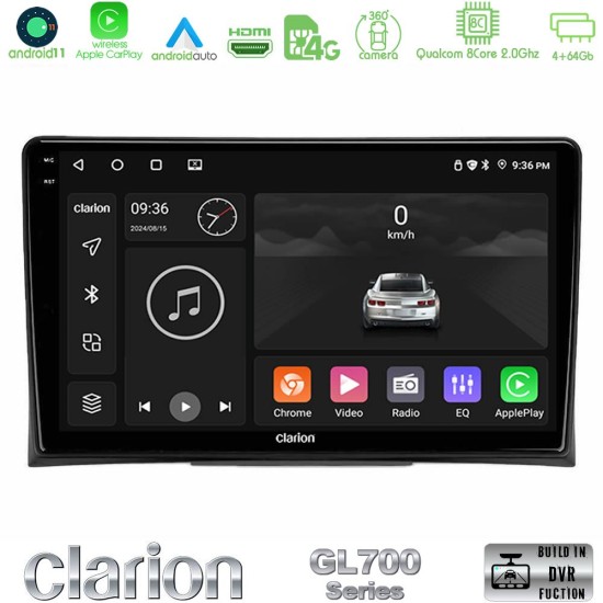 Clarion GL700 Series 8Core Android13 4+64GB VW Transporter 2003-2015 Navigation Multimedia Tablet 9" Με Carplay & Android Auto Clarion GL700 Series 8Core Android13 4+64GB VW Transporter 2003-2015 Navigation Multimedia Tablet 9" Με Carplay & Android Auto