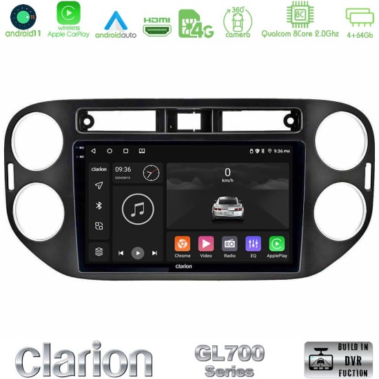Clarion GL700 Series 8Core Android13 4+64GB VW Tiguan Navigation Multimedia Tablet 9" (23mm alarm button) Με Carplay & Android Auto Clarion GL700 Series 8Core Android13 4+64GB VW Tiguan Navigation Multimedia Tablet 9" (23mm alarm button) Με Carplay & Android Auto