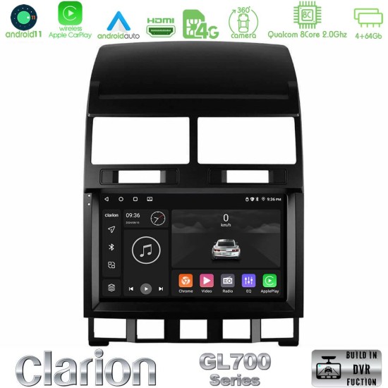 Clarion GL700 Series 8Core Android13 4+64GB VW Touareg 2002 – 2010 Navigation Multimedia Tablet 9" Με Carplay & Android Auto Clarion GL700 Series 8Core Android13 4+64GB VW Touareg 2002 – 2010 Navigation Multimedia Tablet 9" Με Carplay & Android Auto