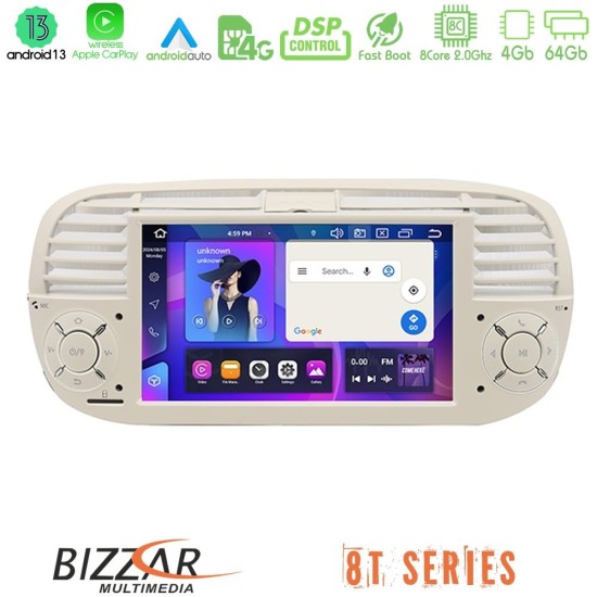 Bizzar Fiat 500 2008-2015 8core Android13 4+64GB Navigation Multimedia Deckless 7" με Carplay/AndroidAuto (OEM Style)