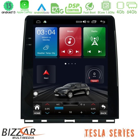 Bizzar Tesla Series 8Core Android13 4+64GB Renault Clio 5 2020-2024 Navigation Multimedia Tablet 9.7"