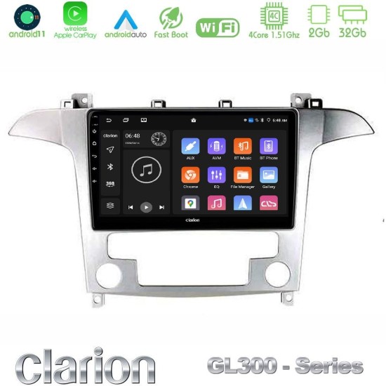 Clarion GL300 Series Ford S-Max 2006-2012 4Core Android11 2+32GB Navigation Multimedia Tablet 9" Με Carplay & Android Auto Με Carplay & Android Auto Clarion GL300 Series Ford S-Max 2006-2012 4Core Android11 2+32GB Navigation Multimedia Tablet 9" Με Carplay & Android Auto Με Carplay & Android Auto