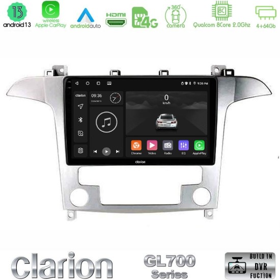 Clarion GL700 Series Ford S-Max 2006-2012 8Core Android13 4+64GB Navigation Multimedia Tablet 9" Με Carplay & Android Auto Με Carplay & Android Auto