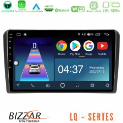 Bizzar LQ Series 4Core Android14 2+32GB Audi A3 8P Navigation Multimedia Tablet 9" Με Carplay & Android Auto