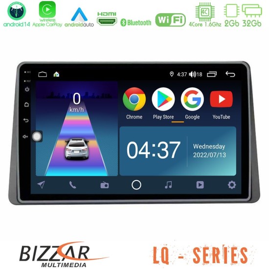 Bizzar LQ Series 4Core Android14 2+32GB Dacia Duster 2019-> Navigation Multimedia Tablet 9" Με Carplay & Android Auto