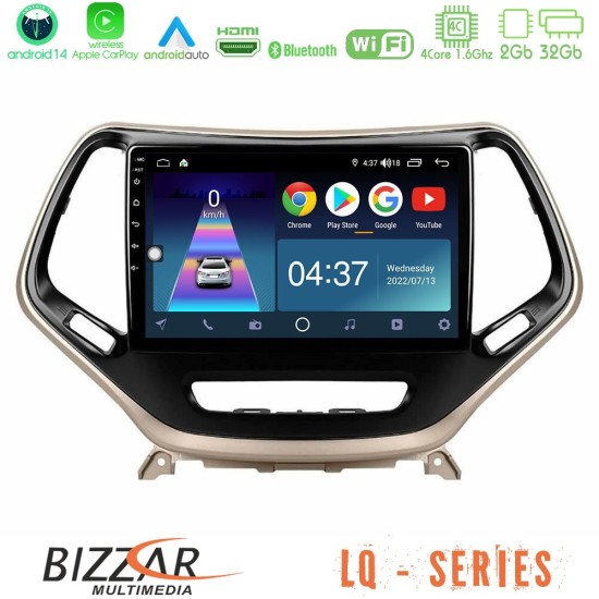 Bizzar LQ Series 4Core Android14 2+32GB Jeep Cherokee 2014-2019 Navigation Multimedia Tablet 9" Με Carplay & Android Auto