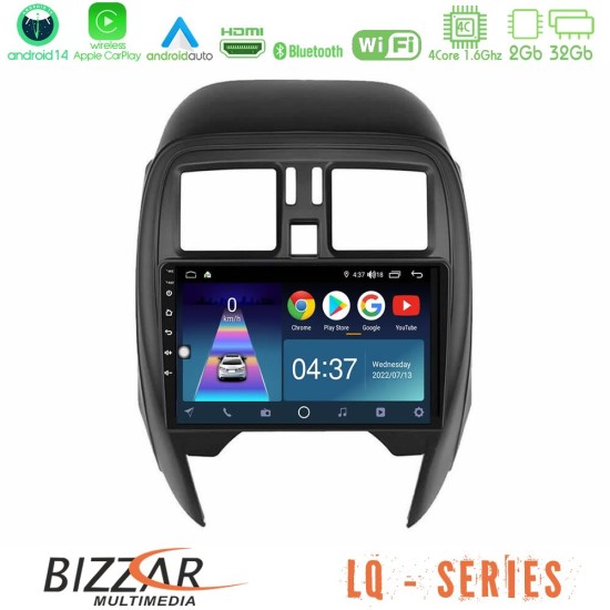 Bizzar LQ Series 4Core Android14 2+32GB Nissan Micra 2013-2016 Navigation Multimedia Tablet 9"  Με Carplay & Android Auto