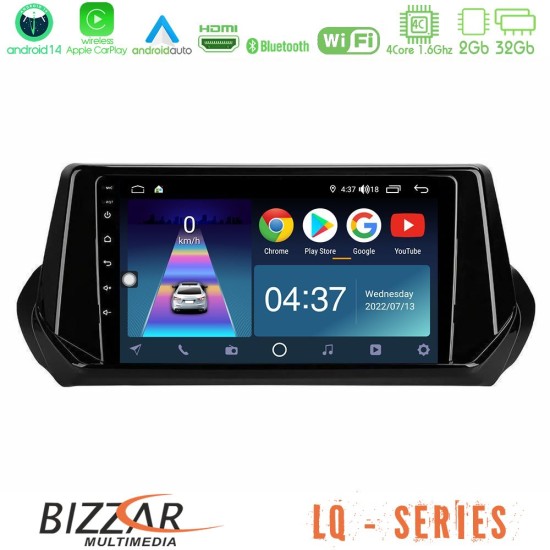 Bizzar LQ Series 4Core Android14 2+32GB Peugeot 208 2019-2023 Navigation Multimedia Tablet 9" Με Carplay & Android Auto