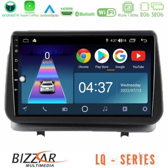 Bizzar LQ Series 4Core Android14 2+32GB Renault Clio 2005-2012 Navigation Multimedia Tablet 9" Με Carplay & Android Auto