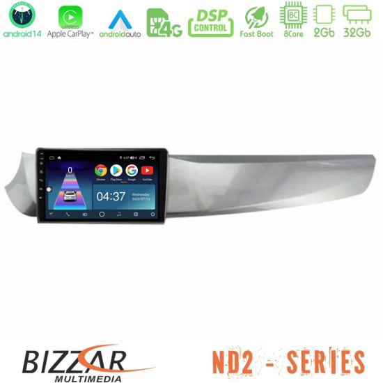 Bizzar ND2 Series 8Core Android14 2+32GB  Alfa Romeo Giulietta 2010-2014 Navigation Multimedia Tablet 10" Με Carplay & Android Auto