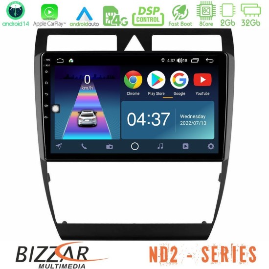 Bizzar ND2 Series 8Core Android14 2+32GB  Audi A6 (C5) 1997-2004 Navigation Multimedia Tablet 9" Με Carplay & Android Auto