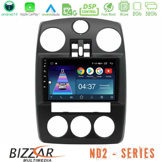 Bizzar ND2 Series 8Core Android14 2+32GB  Chrysler PT-Cruiser 2000-2005 Navigation Multimedia Tablet 9" Με Carplay & Android Auto