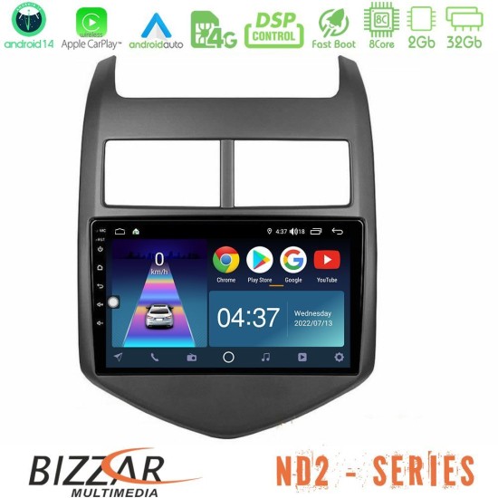 Bizzar ND2 Series 8Core Android14 2+32GB  Chevrolet Aveo 2011-2017 Navigation Multimedia Tablet 9" Με Carplay & Android Auto