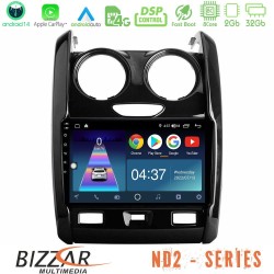 Bizzar ND2 Series 8Core Android14 2+32GB Dacia Duster 2014-2018 Navigation Multimedia Tablet 9" Με Carplay & Android Auto Bizzar ND2 Series 8Core Android14 2+32GB Dacia Duster 2014-2018 Navigation Multimedia Tablet 9" Με Carplay & Android Auto