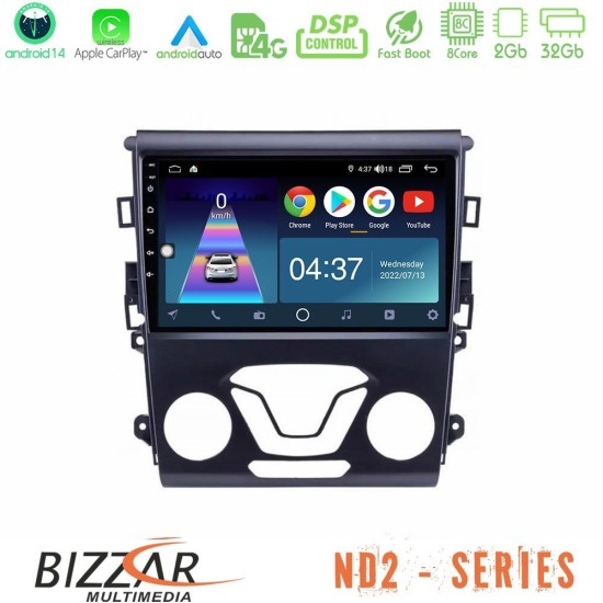 Bizzar ND2 Series 8Core Android14 2+32GB  Ford Mondeo 2014-2017 Navigation Multimedia Tablet 9" Με Carplay & Android Auto