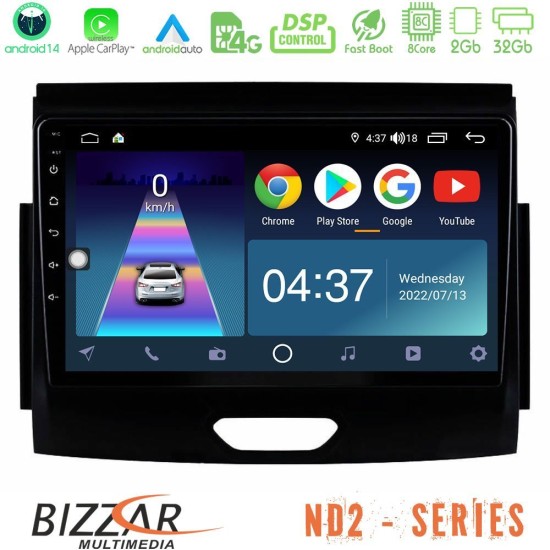 Bizzar ND2 Series 8Core Android14 2+32GB  Ford Ranger 2017-2022 Navigation Multimedia Tablet 9" Με Carplay & Android Auto