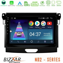 Bizzar ND2 Series 8Core Android14 2+32GB Ford Ranger 2017-2022 Navigation Multimedia Tablet 9" Με Carplay & Android Auto Bizzar ND2 Series 8Core Android14 2+32GB Ford Ranger 2017-2022 Navigation Multimedia Tablet 9" Με Carplay & Android Auto