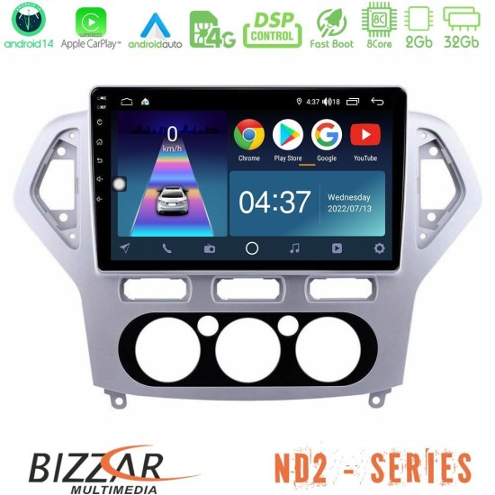 Bizzar ND2 Series 8Core Android14 2+32GB  Ford Mondeo 2007-2010 Manual A/C Navigation Multimedia Tablet 10" Με Carplay & Android Auto