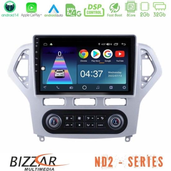 Bizzar ND2 Series 8Core Android14 2+32GB  Ford Mondeo 2007-2011 (Auto A/C) Navigation Multimedia Tablet 9" Με Carplay & Android Auto