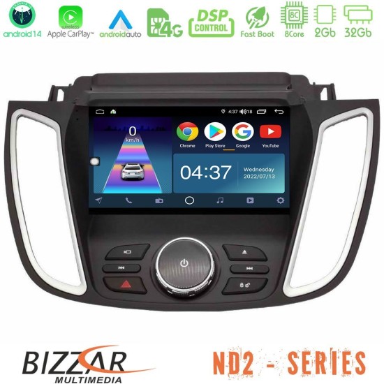 Bizzar ND2 Series 8Core Android14 2+32GB  Ford Kuga/C-Max 2013-2019 Navigation Multimedia Tablet 9" Με Carplay & Android Auto