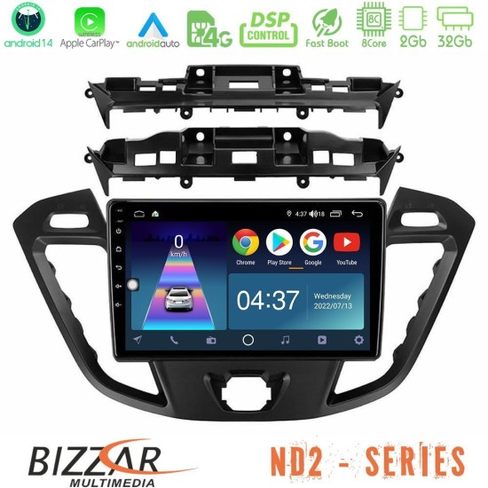 Bizzar ND2 Series 8Core Android14 2+32GB  Ford Transit Custom/Tourneo Custom Navigation Multimedia Tablet 9" Με Carplay & Android Auto