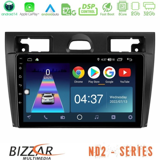 Bizzar ND2 Series 8Core Android14 2+32GB  Ford Fiesta/Fusion Navigation Multimedia Tablet 9" Με Carplay & Android Auto