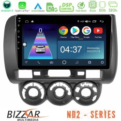Bizzar ND2 Series 8Core Android14 2+32GB  Honda Jazz 2002-2008 (Manual A/C) Navigation Multimedia Tablet 9" Με Carplay & Android Auto