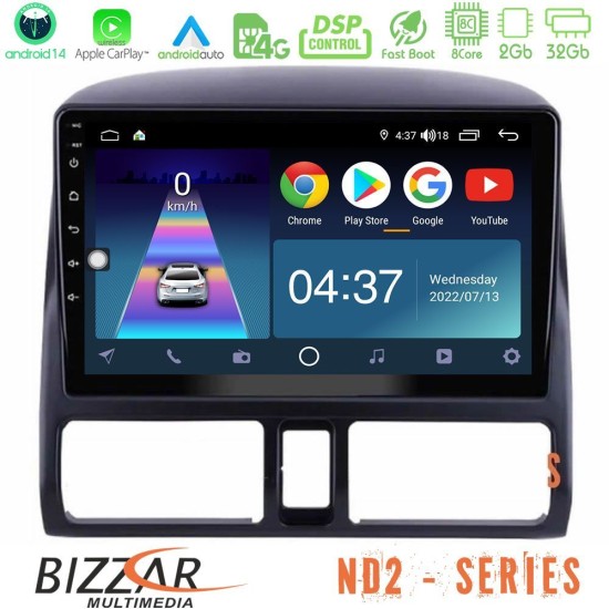 Bizzar ND2 Series 8Core Android14 2+32GB  Honda CRV 2002-2006 Navigation Multimedia Tablet 9" Με Carplay & Android Auto