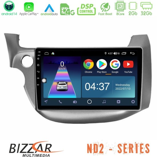 Bizzar ND2 Series 8Core Android14 2+32GB  Honda Jazz 2009-2013 Navigation Multimedia Tablet 10" Με Carplay & Android Auto