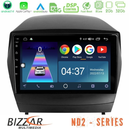 Bizzar ND2 Series 8Core Android14 2+32GB  Hyundai IX35 Auto A/C Navigation Multimedia Tablet 9" Με Carplay & Android Auto