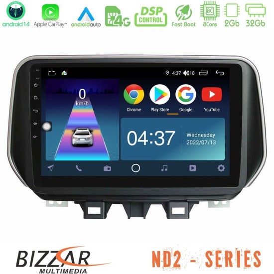 Bizzar ND2 Series 8Core Android14 2+32GB  Hyundai Tucson 2019-> Navigation Multimedia Tablet 9" Με Carplay & Android Auto