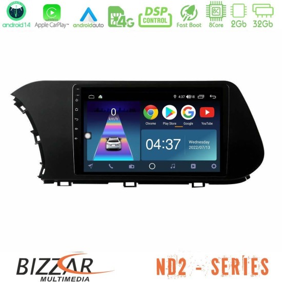 Bizzar ND2 Series 8Core Android14 2+32GB  Hyundai i20 2021-2023 Navigation Multimedia Tablet 9" Με Carplay & Android Auto