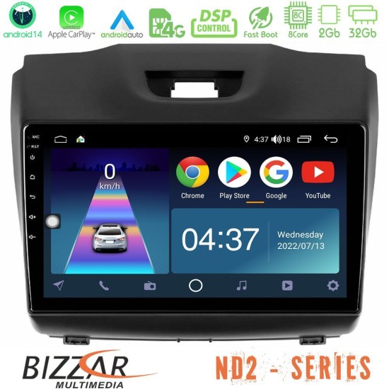 Bizzar ND2 Series 8Core Android14 2+32GB  Isuzu D-MAX 2012-2019 Navigation Multimedia Tablet 9" Με Carplay & Android Auto