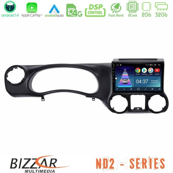 Bizzar ND2 Series 8Core Android14 2+32GB  Jeep Wrangler 2011-2014 Navigation Multimedia Tablet 9" Με Carplay & Android Auto