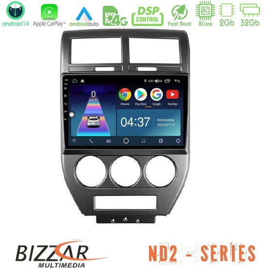 Bizzar ND2 Series 8Core Android14 2+32GB  Jeep Compass/Patriot 2007-2008 Navigation Multimedia Tablet 10" Με Carplay & Android Auto