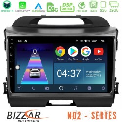 Bizzar ND2 Series 8Core Android14 2+32GB Kia Sportage Navigation Multimedia Tablet 9" Με Carplay & Android Auto Bizzar ND2 Series 8Core Android14 2+32GB Kia Sportage Navigation Multimedia Tablet 9" Με Carplay & Android Auto