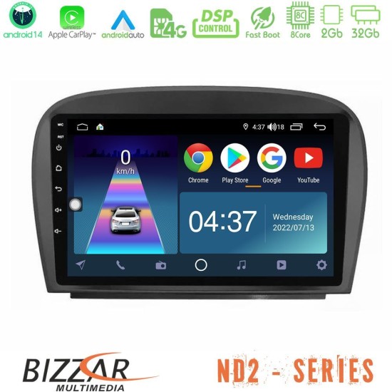 Bizzar ND2 Series 8Core Android14 2+32GB  Mercedes SL Class 2005-2011 Navigation Multimedia Tablet 9" Με Carplay & Android Auto