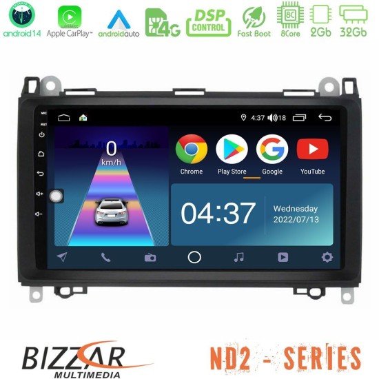Bizzar ND2 Series 8Core Android14 2+32GB  Mercedes A/B/Vito/Sprinter Class Navigation Multimedia Tablet 9" Με Carplay & Android Auto
