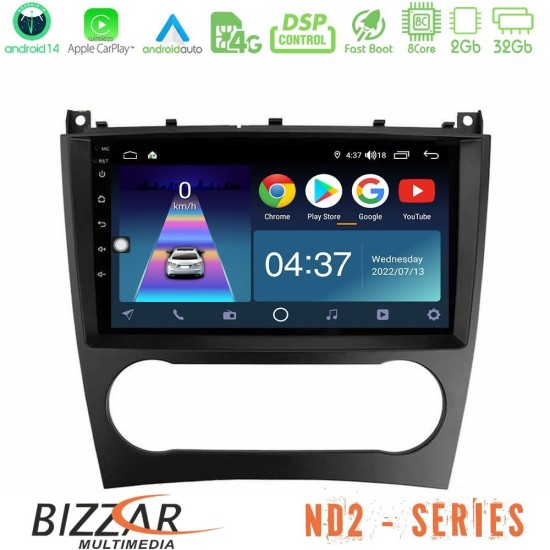 Bizzar ND2 Series 8Core Android14 2+32GB  Mercedes W203 Facelift Navigation Multimedia Tablet 9" Με Carplay & Android Auto